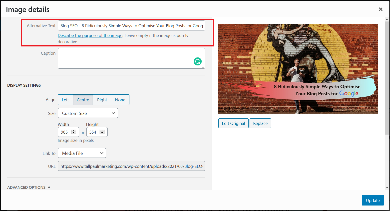 Add alt (alternative) text and a relevant file name to all of your images for an SEO boost - Content writer in Belfast