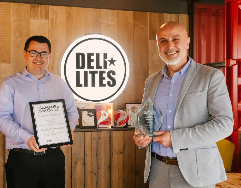 Deli Lites Wins Manufacturer of the Year at UK Sammies Awards - L-R - Cathal McDonnell with Ricky Hanbay - ni business news - belfast copywriter