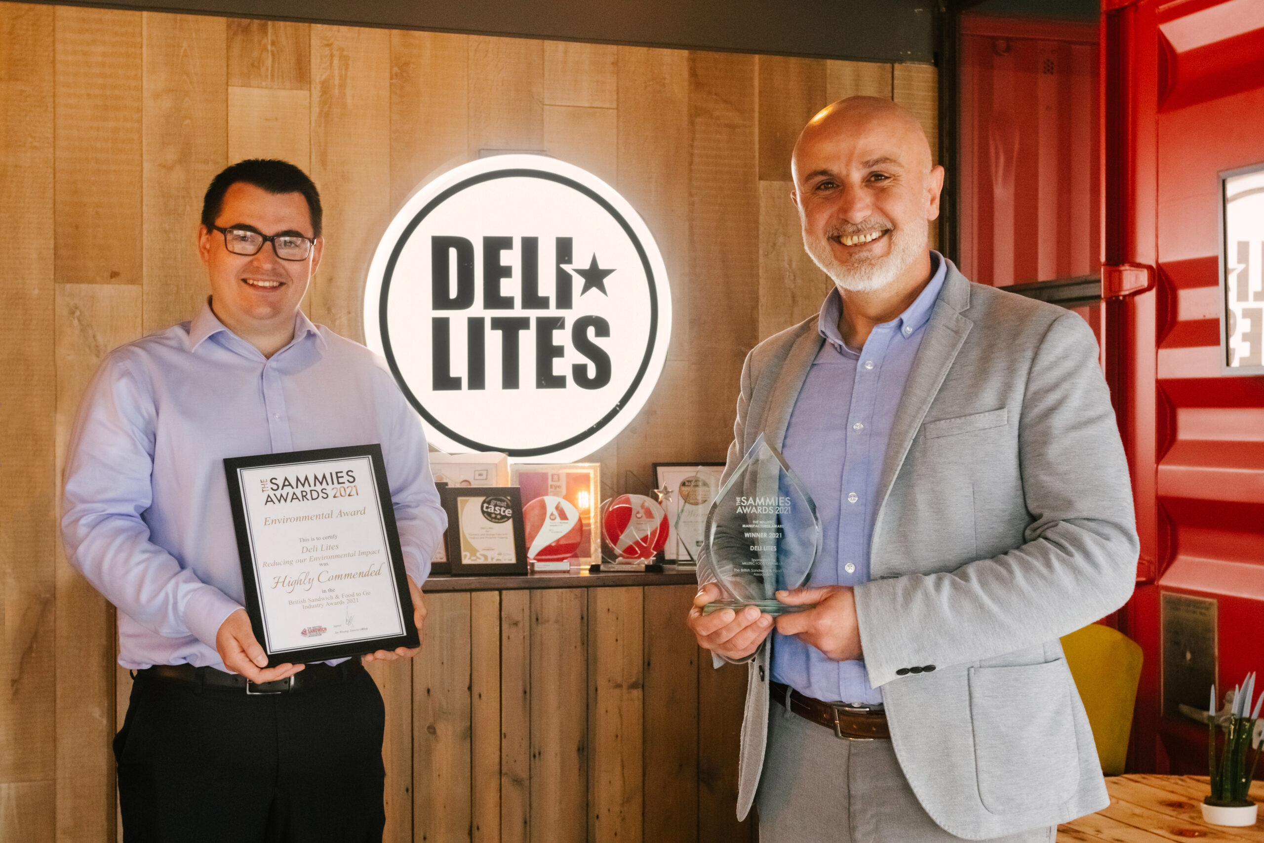 Deli Lites Wins Manufacturer of the Year at UK Sammies Awards - L-R - Cathal McDonnell with Ricky Hanbay - ni business news - belfast copywriter