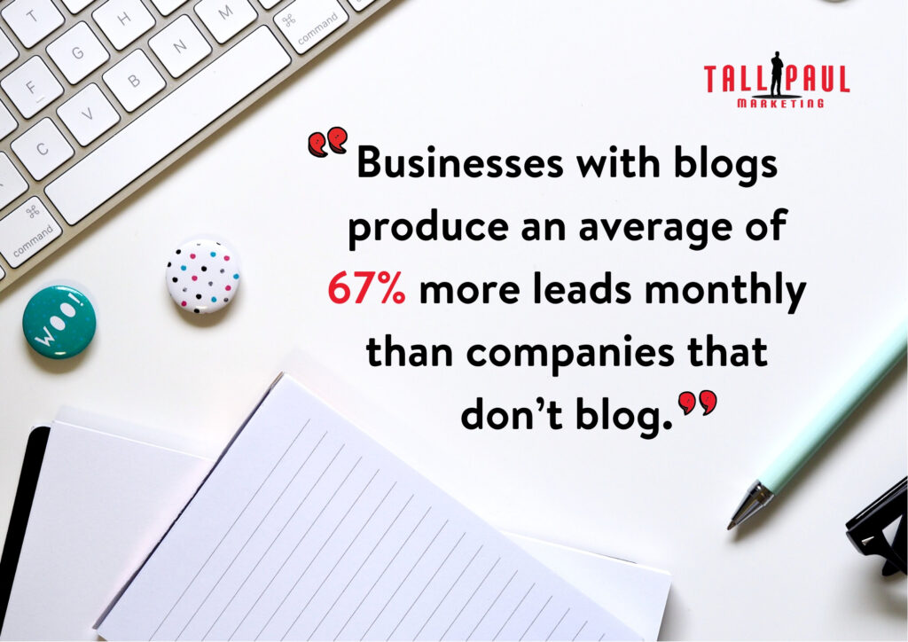 How to use a business blog to increase traffic to your website - Businesses with blogs produce an average of 67% more leads monthly than companies that don’t blog - Northern Ireland Copywriter