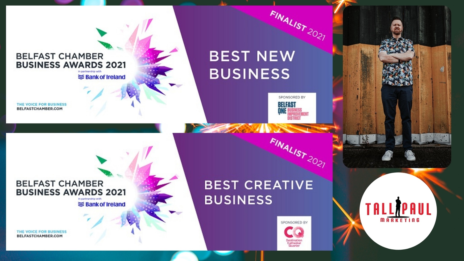 Belfast Business Awards 2021 - Tall Paul Marketing Announced As a Finalist in 2 Categories - copywriter in belfast